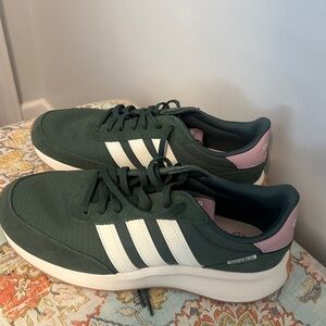 Adidas Forest Green and White Sneakers